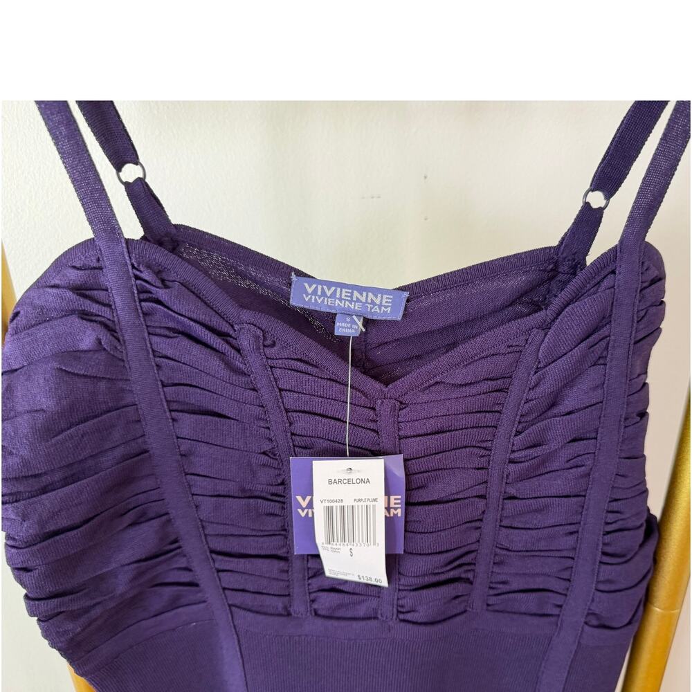 RARE Vivienne Tam NEW Barcelona Dress Plum Knit Mini Dress, Small